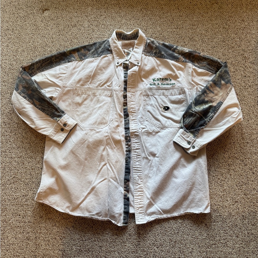 Mossy Oak Camo and Tan Button-up Shirt